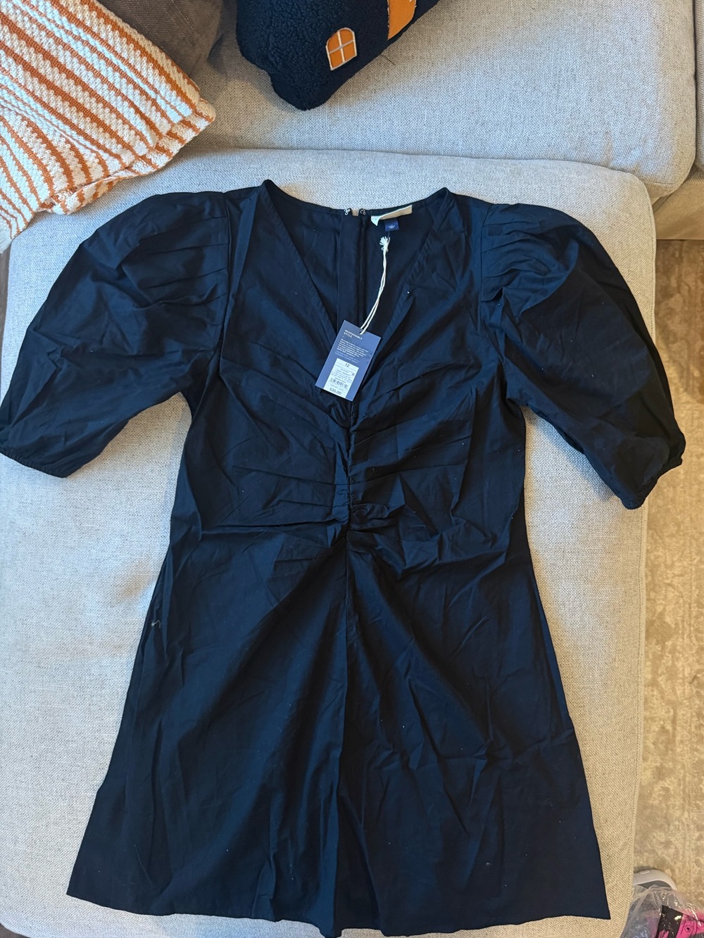Universal Thread Black Twist-Front Puff Sleeve Dress